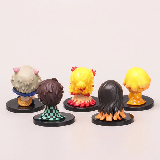 5Pcs/Set Demon Slayer Q Version Sitting Figure Toy – Anime Kimetsu no Yaiba Collectibles