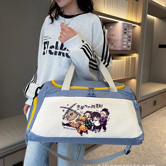 New Demon Slayer Kimetsu No Yaiba Travel Bag – Large Capacity Cartoon Anime Luggage for Men & Women