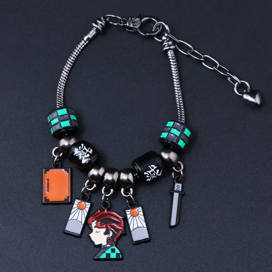 Anime Demon Slayer Charm Bracelets – Kamado Tanjirou Cosplay Jewelry & DIY Hand Chains
