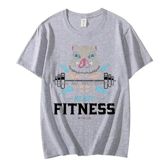 Anime Funny Print Beast Fitness Hashibira Inosuke Cotton T-Shirt – Harajuku Style Unisex Summer Tee