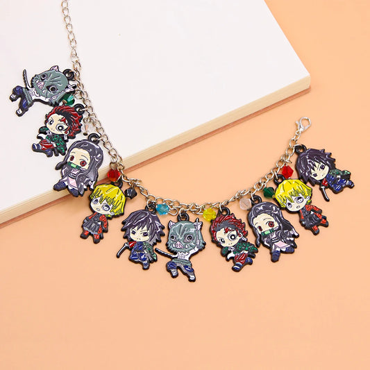 Anime Demon Slayer Kimetsu No Yaiba Charm Bracelet – Kamado Nezuko Metal Pendant for Men & Women