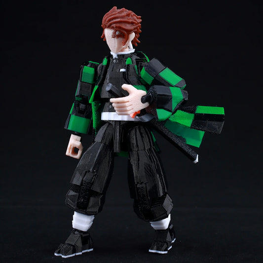 9L 3D Printed Tanjiro Kamado Lucky T13 Dummy – 13 Movable Shapeshift Action Figure for Anime Fans