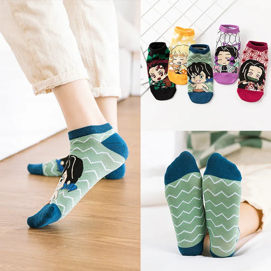 Demon Slayer Short Cotton Socks – Kamado Tanjirou & Nezuko Anime Cosplay Accessories