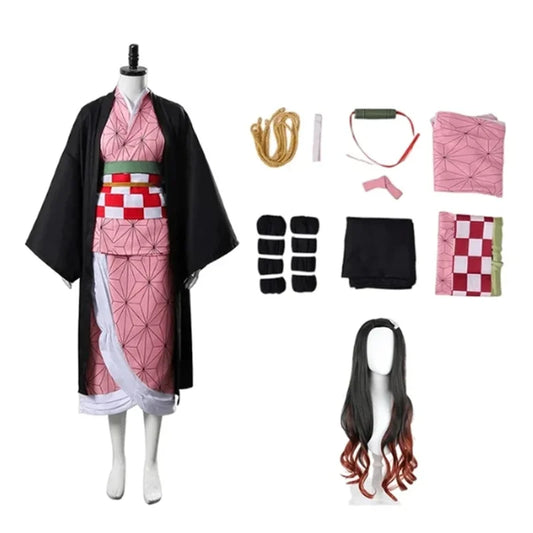 Demon Slayer Kamado Nezuko Cosplay Costume – Japanese Anime Carnival Party Outfit for Adults & Kids