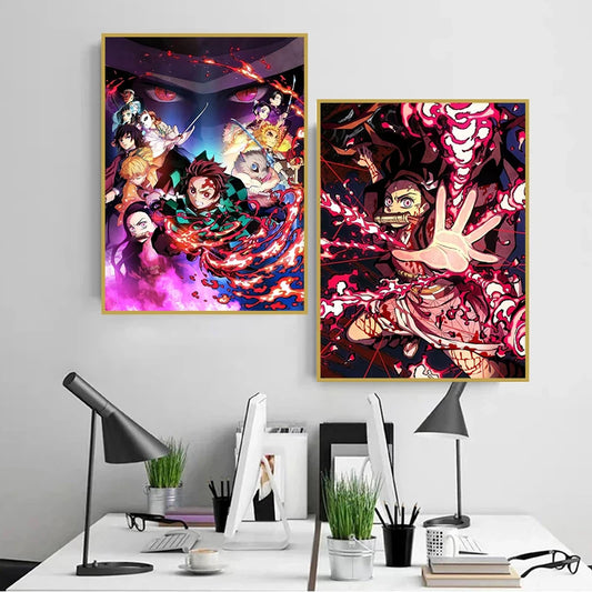 Anime Demon Slayer Classic Canvas Painting – HD Character Posters for Home & Kids’ Room