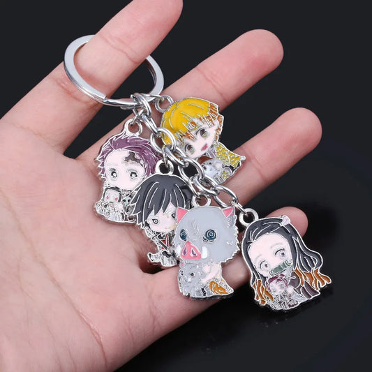 Hot Anime Demon Slayer Keychain – Tanjirou, Nezuko & Zenitsu Metal Figure Pendant