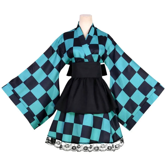 Demon Slayer Anime Cosplay Costume – Inosuke, Kamado Nezuko & Kochou Shinobu Maid Dress Outfit for Women