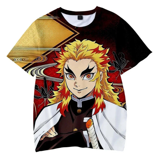 Kids Short Sleeve Sweatshirt – 3D Printed Demon Slayer Anime T-Shirt