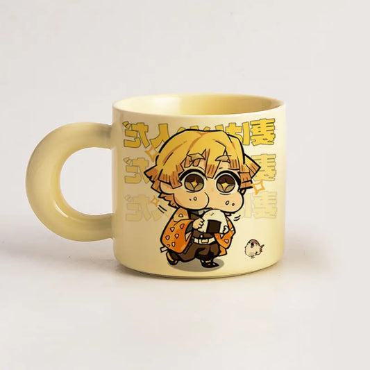 Demon Slayer Agatsuma Zenitsu Ceramic Mug – Anime Cartoon Pattern Personalized Water Cup
