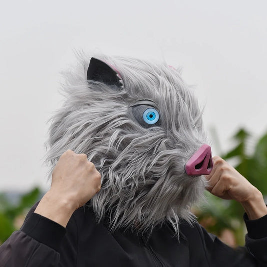 Hashibira Inosuke Cosplay Mask – Pig Headgear Latex Pig’s Head Mask