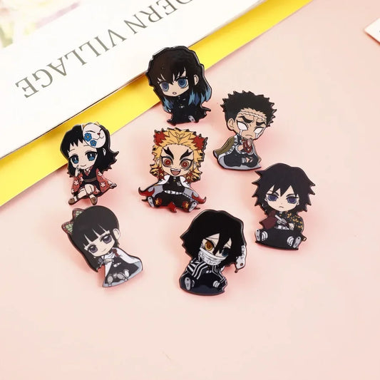 16 Styles Demon Slayer New Acrylic Brooch Badge – Anime Cartoon Pins for DIY Decoration