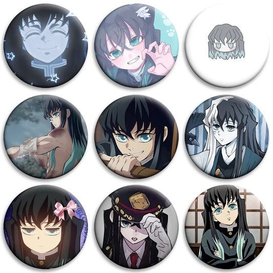 58mm Anime Muichiro Tokito Soft Button Pin – Demon Slayer Cartoon Brooch