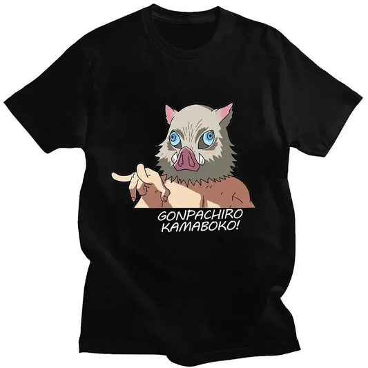 Harajuku Anime Demon Slayer T-Shirt – Hashibira Inosuke Graphic Print Unisex Tee