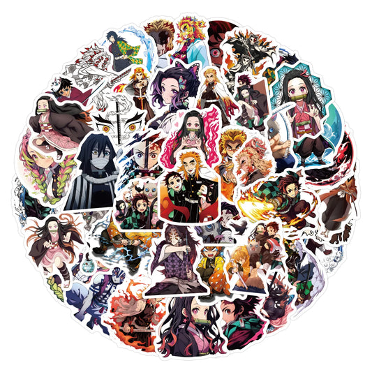 55Pcs Cartoon Demon Slayer Stickers – DIY Waterproof Decals for Scrapbooking & More