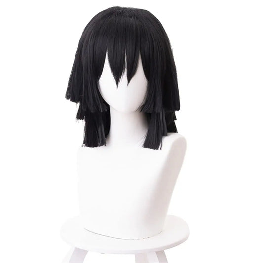 Anime Iguro Obanai Cosplay Wig – Kimetsu no Yaiba Black Short Wig with Bangs